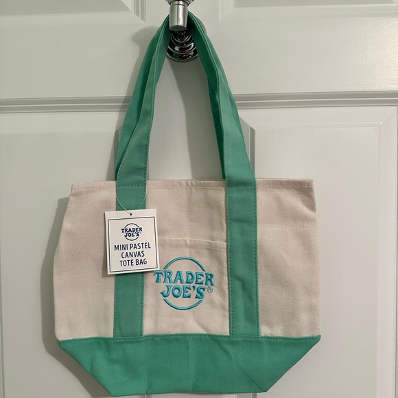 Trader Joe's Mini Canvas Tote Bag Pastel Mint Green - 2026 Limited Edition - Picture 3 of 9